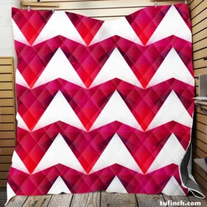 Hot Pink Red Polygon White Triangle Quilt Blanket