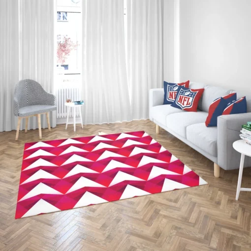 Hot Pink Red Polygon White Triangle Rug 2