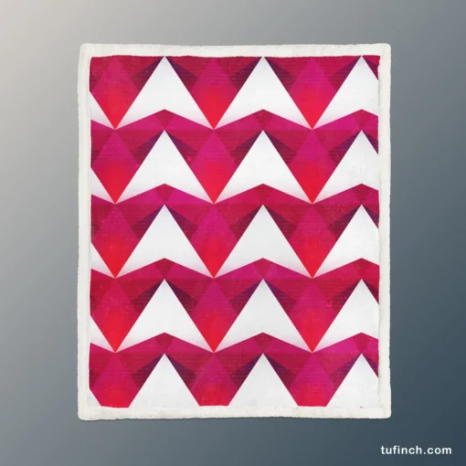 Hot Pink Red Polygon White Triangle Sherpa Fleece Blanket 1