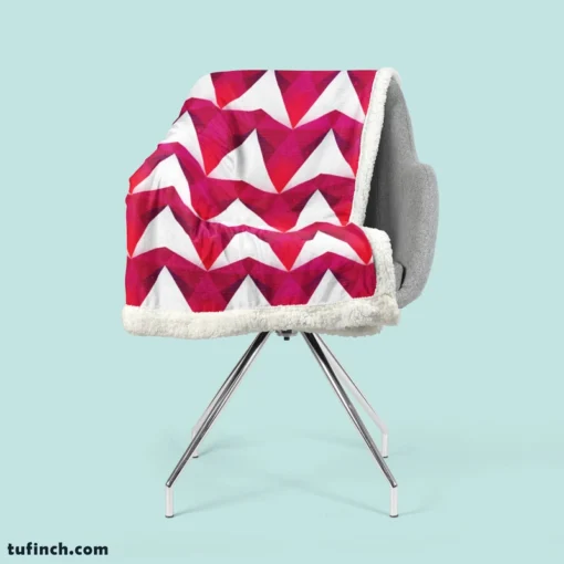 Hot Pink Red Polygon White Triangle Sherpa Fleece Blanket 2