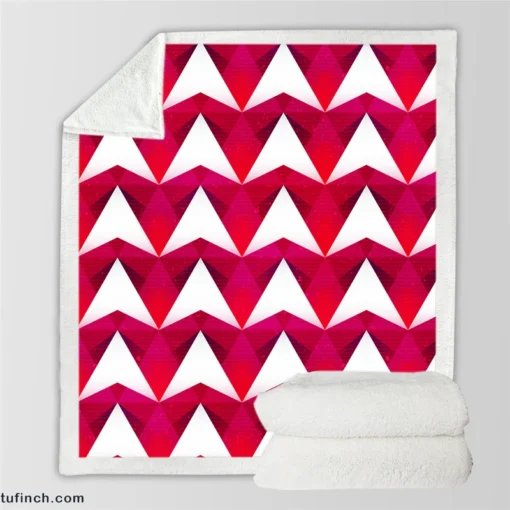 Hot Pink Red Polygon White Triangle Sherpa Fleece Blanket