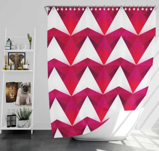 Hot Pink Red Polygon White Triangle Shower Curtain