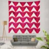 Hot Pink Red Polygon White Triangle Wall Tapestry