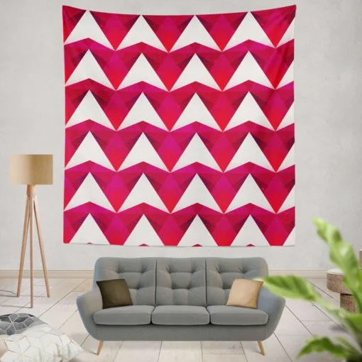 Hot Pink Red Polygon White Triangle Wall Tapestry