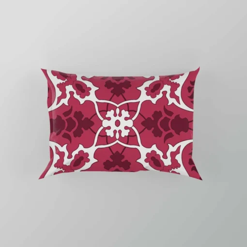 Hot Pink White Moroccan Floral Design Pillow Case