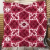 Hot Pink White Moroccan Floral Design Quilt Blanket