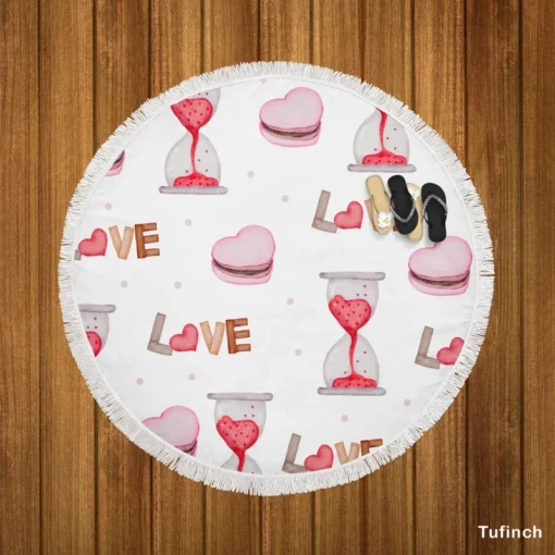 Hourglass Cupcake Design Round Beach Towel