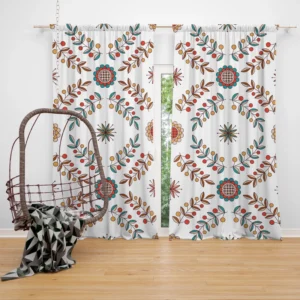 Hungarian Folk Floral Pattern Curtain