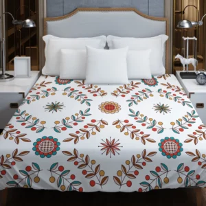 Hungarian Folk Floral Pattern Duvet Cover