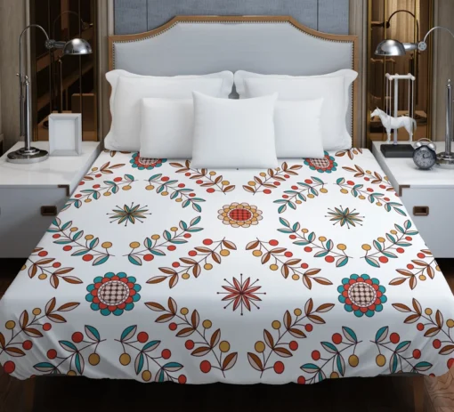 Hungarian Folk Floral Pattern Duvet Cover