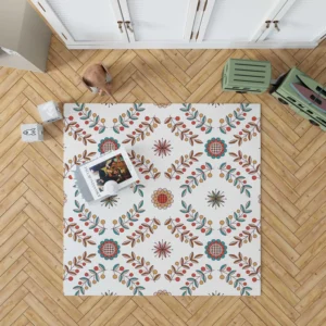 Hungarian Folk Floral Pattern Rug