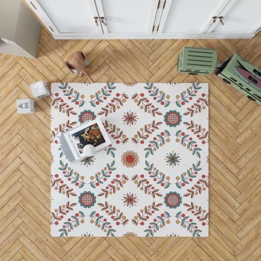 Hungarian Folk Floral Pattern Rug