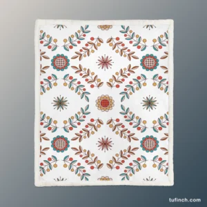 Hungarian Folk Floral Pattern Sherpa Fleece Blanket 1