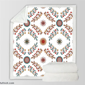 Hungarian Folk Floral Pattern Sherpa Fleece Blanket