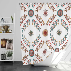 Hungarian Folk Floral Pattern Shower Curtain