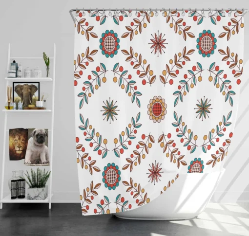 Hungarian Folk Floral Pattern Shower Curtain