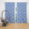 Ice Blue Baroque Floral Pattern Curtain