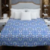 Ice Blue Baroque Floral Pattern Duvet Cover