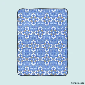 Ice Blue Baroque Floral Pattern Fleece Blanket 1