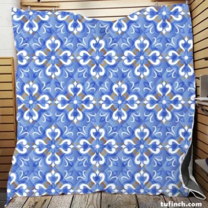 Ice Blue Baroque Floral Pattern Quilt Blanket