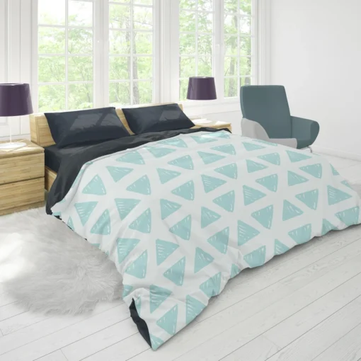 Ice Blue Mini Triangle Duvet Cover 1