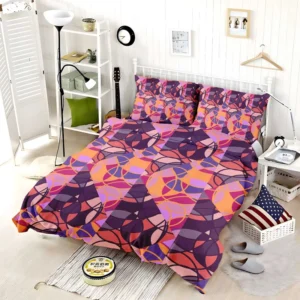 Ice Blue Triangle Doodle Pattern Bedding Set