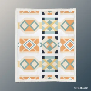 Ikat Arabesque Pattern Sherpa Fleece Blanket 1