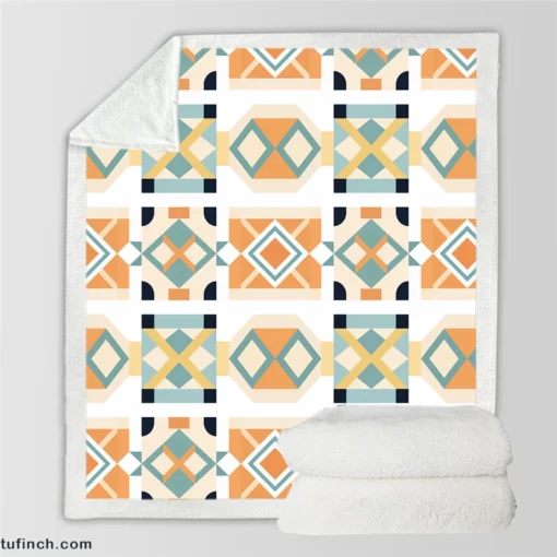 Ikat Arabesque Pattern Sherpa Fleece Blanket