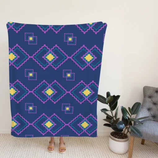 Ikat Ethnic Hungarian Fleece Blanket