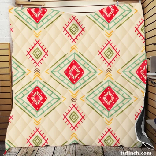 Ikat Ethno Abstract Design Quilt Blanket