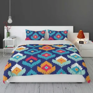 Ikat Geometric Folklore Pattern Bedding Set 1