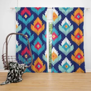 Ikat Geometric Folklore Pattern Curtain