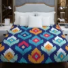 Ikat Geometric Folklore Pattern Duvet Cover