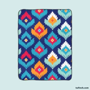 Ikat Geometric Folklore Pattern Fleece Blanket 1