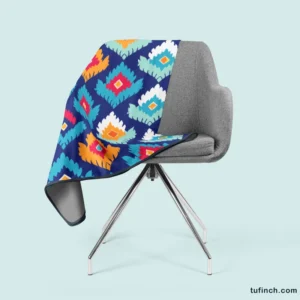 Ikat Geometric Folklore Pattern Fleece Blanket 2