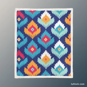 Ikat Geometric Folklore Pattern Sherpa Fleece Blanket 1