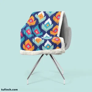 Ikat Geometric Folklore Pattern Sherpa Fleece Blanket 2