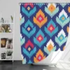 Ikat Geometric Folklore Pattern Shower Curtain