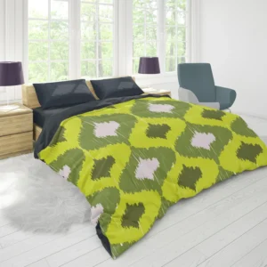 Ikat Geometric Green Pattern Duvet Cover 1