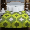 Ikat Geometric Green Pattern Duvet Cover