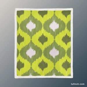 Ikat Geometric Green Pattern Sherpa Fleece Blanket 1