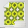 Ikat Geometric Green Pattern Sherpa Fleece Blanket