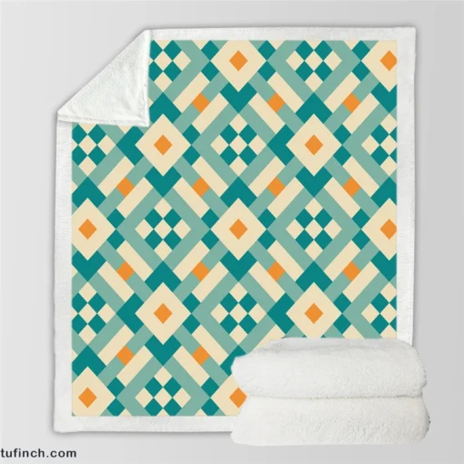 Ikat Geometric Pattern Sherpa Fleece Blanket