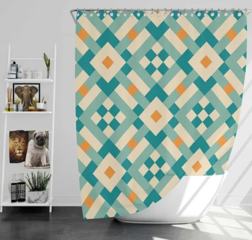 Ikat Geometric Pattern Shower Curtain