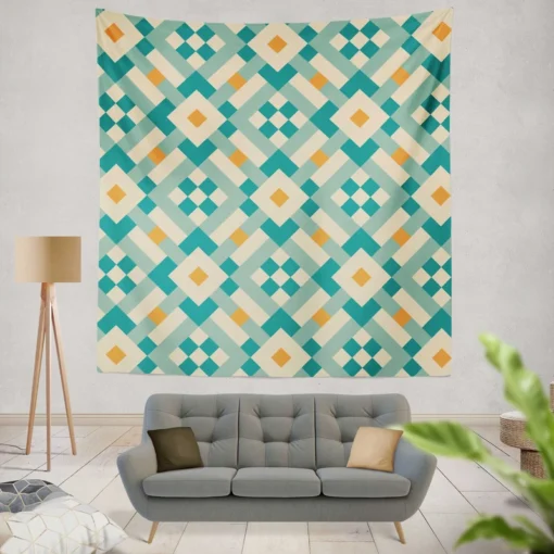 Ikat Geometric Pattern Wall Tapestry