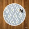 Ikat Tribal Diamond Pattern Round Beach Towel