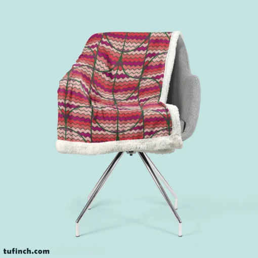 Ikat Zig Zag Design Sherpa Fleece Blanket 2