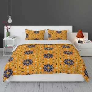 India Ethnic Pattern In Yellow Bedding Set 1