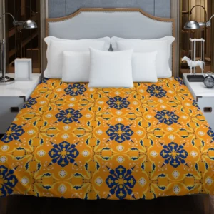 India Ethnic Pattern In Yellow Duvet Cover