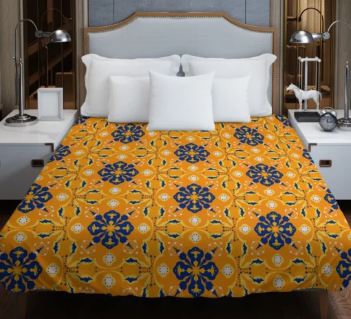 India Ethnic Pattern In Yellow Duvet Cover